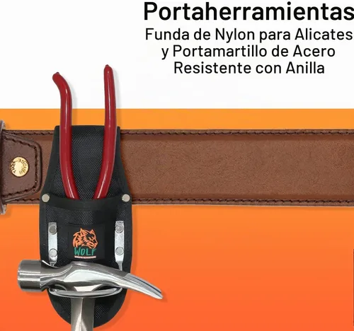 Vista 2 de Funda para Martillo y Alicates Wolf, Fabricada con Nylon Balístico y Acero Resistente, Bolsa de Utilidad y Soporte para Herramientas, Se Fija al