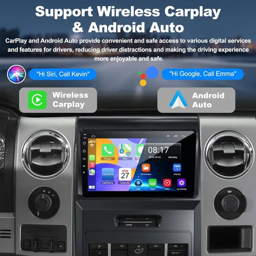 Vista 3 de 4+64 Android 13 para Ford F150 2009-2014 Radio de coche, 9 pulgadas IPS pantalla táctil estéreo del coche con Carplay inalámbrico/Android Auto