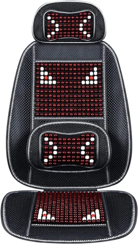 Vista 14 de Funda de asiento de automóvil con cuentas de madera con soporte lumbar, juego de cojín de malla ventilada transpirable para automóviles, furgonetas