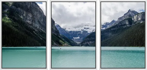 Vista 28 de SIGNWIN Lienzo enmarcado para pared, juego de decoración de guardería de bosques, niebla y niebla sobre bosque de montaña oscura, naturaleza, arte