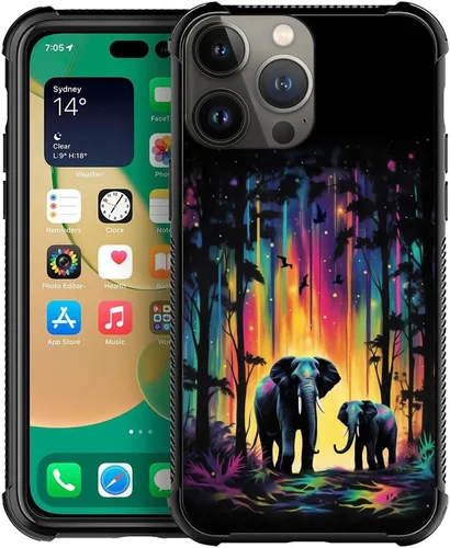 Vista 21 de Funda compatible con iPhone 13 Mini, diseño de elefantes africanos, a prueba de golpes, antiarañazos, carcasa trasera de policarbonato duro