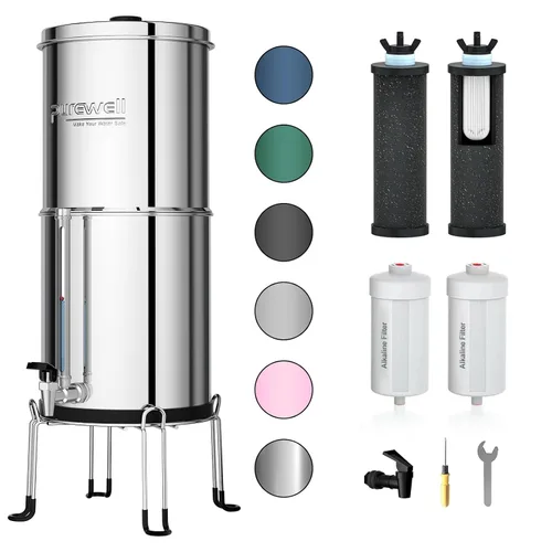 Vista 18 de Purewell Sistema de filtro de agua por gravedad de ultrafiltración de 3 etapas de 0.01 μm, certificación NSF/ANSI 42 y 372, sistema de encimera