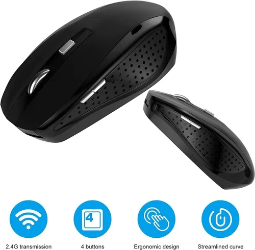 Vista 5 de Guiheng - Mouse inalámbrico, 2.4 GHz, mouse inalámbrico para computadora, 1200 DPI, 6 botones con receptor nano para laptop, PC, Chromebook