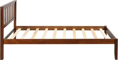 Vista 6 de Base de cama individual de madera maciza, plataforma de cama resistente de 330 libras con cabecero de listones de madera, no necesita somier