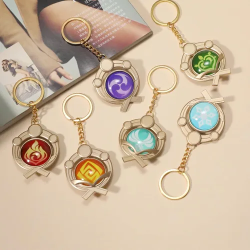 Vista 4 de KattyStory Genshin Impact Inazuma and Snezhnaya Vision - Llavero con diseño de personajes de juego, accesorios para colgar en el juego