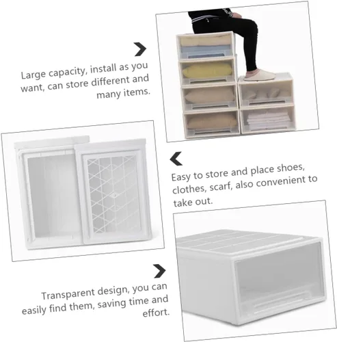 Vista 3 de Zerodeko Cajones de plástico para almacenamiento, cajones de almacenamiento, cajones, contenedor de ropa, apilable, contenedor para el hogar