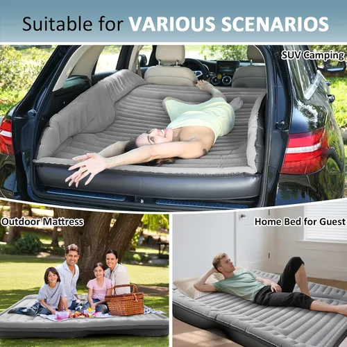 Vista 6 de Colchón de aire autoinflable para SUV con bomba eléctrica integrada, colchón de aire de coche para maletero, colchón portátil para automóvil