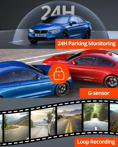 Vista 8 de Cámara de salpicadero Kingslim D4PRO delantera y trasera - Cámara de salpicadero dual para coche 4K + 2K con WiFi GPS, grabación interior opcional