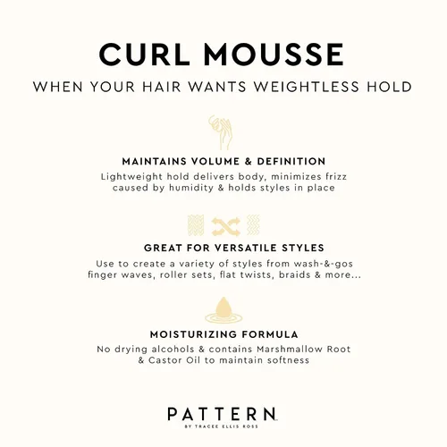 Vista 8 de PATTERN Beauty by Tracee Ellis Ross Curl Mousse 8 fl oz - Volumen y sujeción para cabello rizado 3a-4c