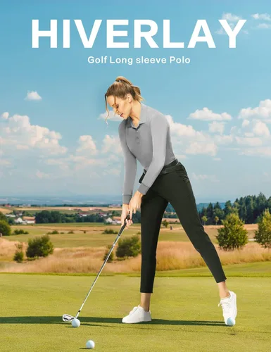 Vista 6 de Hiverlay Polo Shirts for Women Golf Shirts UPF 50+ Long Sleeve Shirt Collared