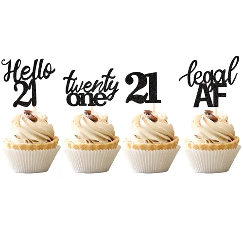 Vista 8 de 24 piezas de decoraciones oficiales para cupcakes de cumpleaños número 13 Hello 13 Thirteen Cupcake Picks 13th Birthday Cake Decor Supplies azul