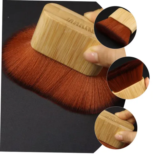 Vista 5 de FOMIYES Cepillo de cerdas flexibles, plumero de pelo para peluqueros peluquero, cepillo de depilación, plumero de cuello, mango de bambú
