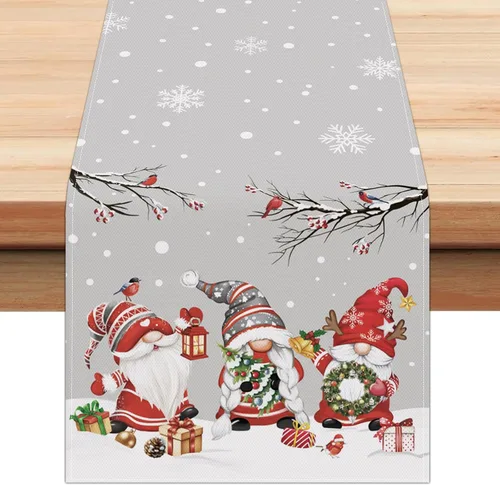Vista 9 de Bonhause Camino de Mesa Navideño a Cuadros Buffalo Rojo y Negro de 13x72 Pulgadas Xmas Believe Trineo Decoración Estacional de Invierno para Mesa