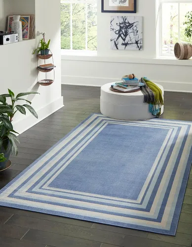Vista 12 de Unique Loom Lotus Collection - Alfombra de área - Guyana (2' x 3' 1" Rectángulo, Azul/Azul Claro)