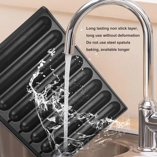 Vista 5 de Pssopp Sartén de salchicha de hierro fundido, bandeja de perrito caliente presazonada de aluminio grueso para estufa de horno