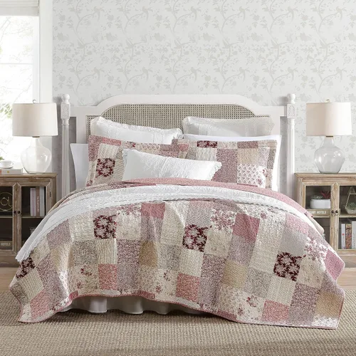 Vista 12 de Laura Ashley - Juego de edredón individual, ropa de cama reversible de algodón con funda a juego, decoración del hogar inspirada en parches