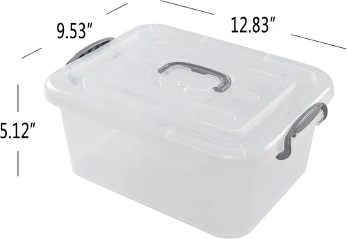 Vista 2 de Caja de almacenamiento transparente de plástico de 8 L, 2 cajas de cierre de almacenamiento con tapa