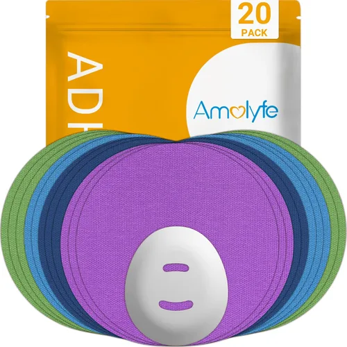Vista 19 de Parches Dexcom G7, 20 piezas de parches adhesivos impermeables Dexcom Stelo, 1 pieza de cubierta protectora reutilizable para sensor CGM