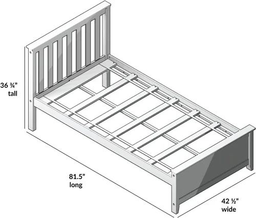 Vista 7 de Plank+Beam - Estructura de cama individual de madera maciza, cama de plataforma con cabecero, arcilla