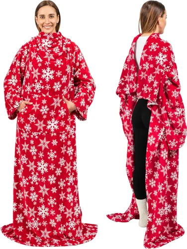 Vista 25 de PAVILIA Manta con Mangas para Adultos Mujeres Hombres, Manta Suave y Cálida Usable de Vellón Envolvente Tipo Throw, Manta Bata Regalo