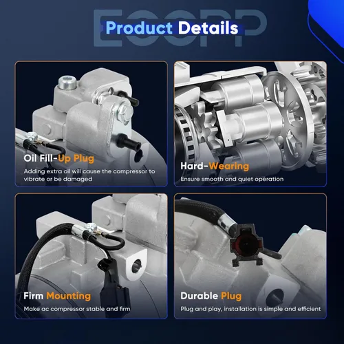 Vista 3 de ECCPP Compresor de aire acondicionado 2001-2006 Compatible con Hyundai Santa Fe 2.7L Compresor de aire acondicionado de enfriamiento rápido