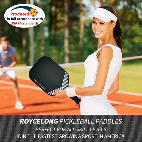 Vista 7 de Pickleball Paddles Pickleball Rackets T700 Carbon Fiber Frosted Textured Surface 16mm Core for Beginners to Advanced Players Portable Bag USAPA