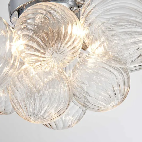 Vista 6 de AGV LIGHTING Moderna lámpara de techo de cristal de burbujas, lámpara de techo cromada de 4 luces con pantallas de globo de vidrio texturizado