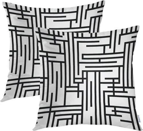 Vista 30 de Batmerry Fundas de almohada decorativas con estampado digital de hojas verdes y gatos negros con estampado digital para sofá, cama, cremallera