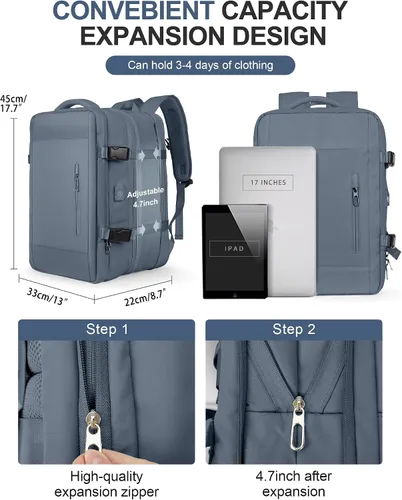Vista 4 de Mochila de viaje grande para mujer, mochila de transporte, mochila de senderismo, mochila impermeable para deportes, escuela, portátil, mochila