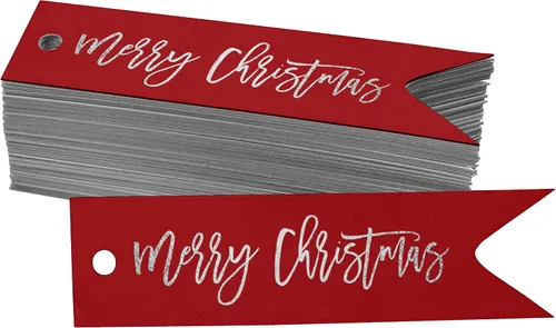 Vista 30 de Etiquetas colgantes con texto en inglés «Merry Christmas» para botellas de papel de aluminio, paquete de 50 unidades Aqua Blue