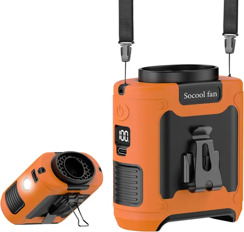 Vista 13 de Socool Ventilador de cintura portátil de 10000 mAh con clip en ventiladores personales recargables, ventilador de camisa de cinturón portátil