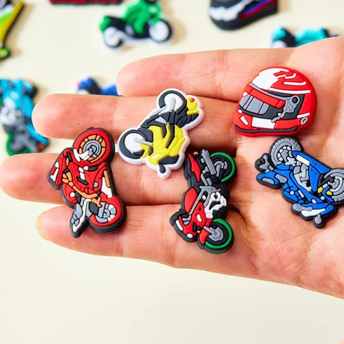 Vista 5 de 20 dijes para zapatos de motocicleta para zuecos Croc, dijes de motocicleta para niños y hombres, Metal no precioso., No es una piedra preciosa
