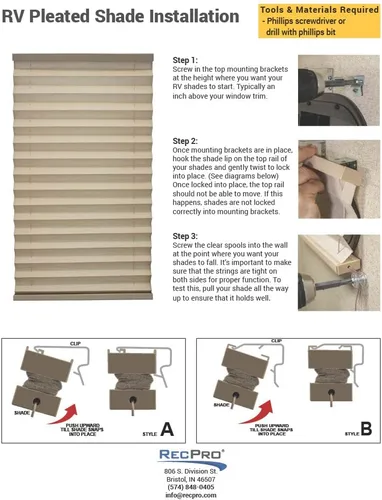 Vista 5 de Cortinas enrollables RecPro para autocaravanas, estilo plisado Cappuccino Cortinas para ventanas de autocaravanas Caravana Remolque