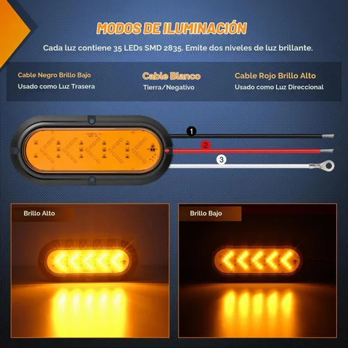 Vista 3 de Nilight Luz trasera ovalada de 6 pulgadas, 2 unidades, 35 LED, flecha Luces de flecha ámbar 2 piezas