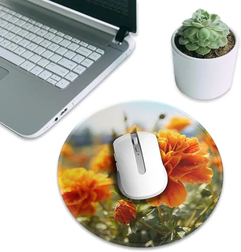 Vista 7 de Gaming Mousepad Marigold Flower Autumn Flowers Print Round Mousepad Non-Slip Rubber Base MousePads with Stitched Edges MouseMat for Computers Laptop