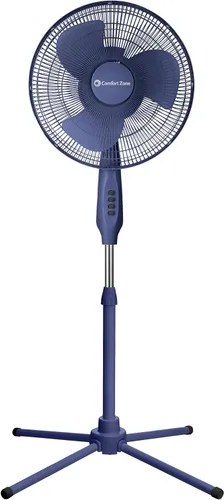 Vista 9 de Comfort Zone CZST161BTEBK Ventilador de pie oscilante de 16 pulgadas, opciones de 3 velocidades, cabezal oscilante de 90 grados, altura y Negro
