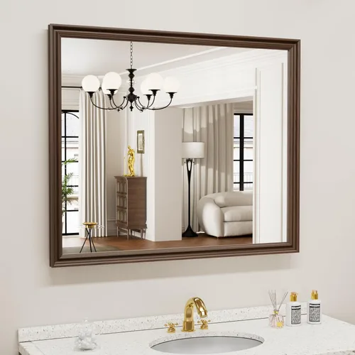 Vista 16 de WEER - Espejo de baño con luces LED, 50x70cm, espejo de tocador montado en la pared, 3 colores regulables, almohadilla antiempañante retroiluminada
