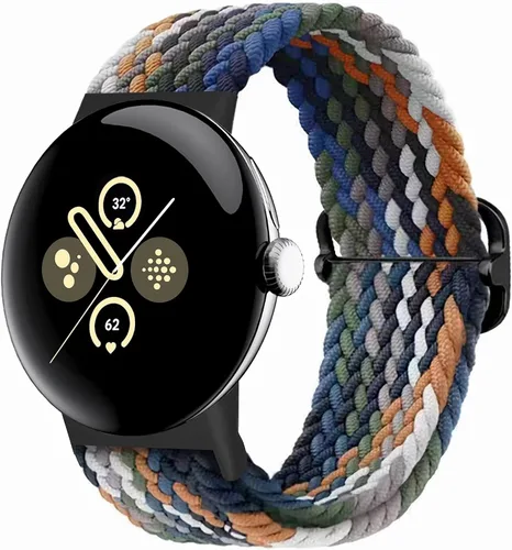 Vista 22 de Correas trenzadas Solo Loop compatibles con Google Pixel Watch 4, 3, 2, 1 de 1.61 pulgadas/1.77 pulgadas, correas elásticas ajustables de nailon