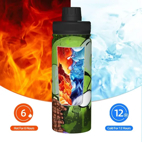 Vista 5 de Botella de agua con aislamiento deportivo de 18 oz, diseño de anime Zim, hervidor de agua de acero inoxidable, novedoso vaso portátil para viajes