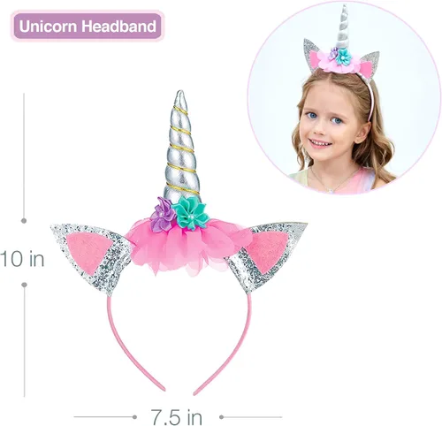 Vista 5 de Vestido de princesa unicornio, para niñas pequeñas, disfraz, joyas y diadema