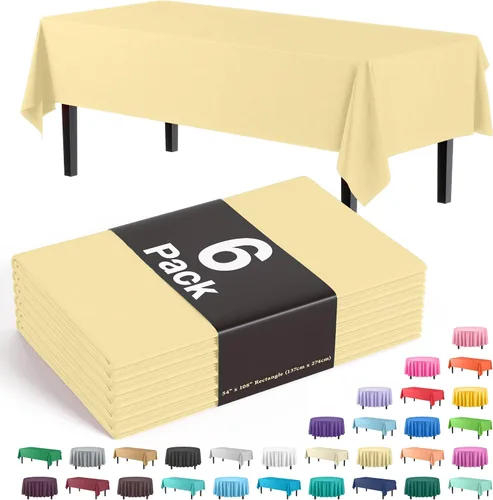 Vista 38 de Party Solids Paquete de 6 manteles de plástico prémium de 54 pulgadas x 108 pulgadas. Cubierta de mesa rectangular de plástico - Aqua