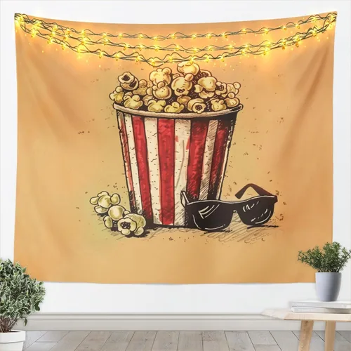 Vista 12 de Homewish Theater Cinema Poster Tapestry,Retro Movie Wall Hanging Art Popcorn Wall Blankets Movie Night Poster Tapestries for Kids Teens Girls Boys