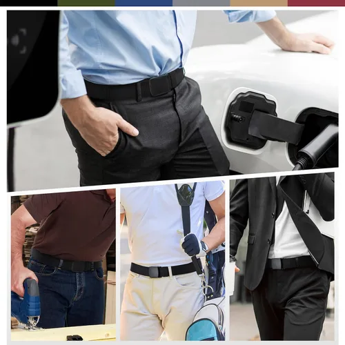 Vista 6 de UNGGJKB Men's Tactical Belt, Nylon Casual Elastic Belt, Work Belt That Can Be Cut And Adjusted