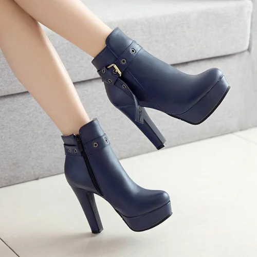 Vista 54 de Scaoruki Zapatos de otoño de moda para mujer, botines de tacón de bloque