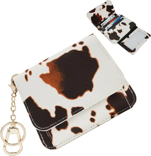 Vista 9 de Cartera pequeña para mujer, con bloqueo RFID, delgada y bolsillo para monedas, tarjetero plegable para tarjetas de crédito con ventana