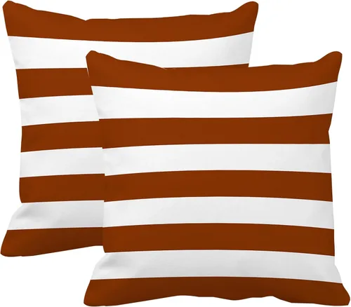 Vista 13 de Leaveland Juego de 2 fundas de almohada cuadradas de algodón y poliéster de 16 x 16 pulgadas, diseño de rayas blancas y negras, fundas decorativas