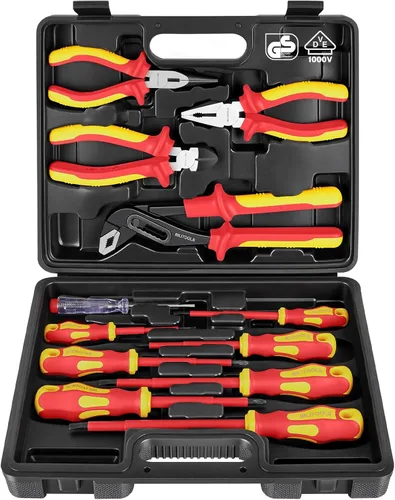 Vista 10 de BILITOOLS Juego de destornilladores y alicates para electricistas aislados de 1000 V - Kit de 7 herramientas eléctricas con destornilladores