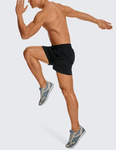 Vista 4 de CRZ YOGA Pantalones cortos de entrenamiento sin forro para hombre, ligeros, de secado rápido, para correr, deportes, gimnasio, con bolsillos