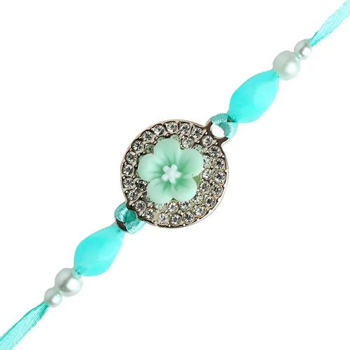 Vista 5 de Aditri Creation Rakhi Lumba Juego de 4 Rakhi para hermano y Bhabhi Bhaiya Bhai Rakhi Juego de 4 pares de hilos Rakhi Dora, paquete de regalo