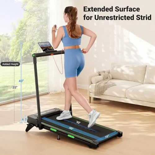 Vista 7 de THERUN Walking Pad with Handle Bar, 2 in 1 Under Desk Portable Treadmill Verde